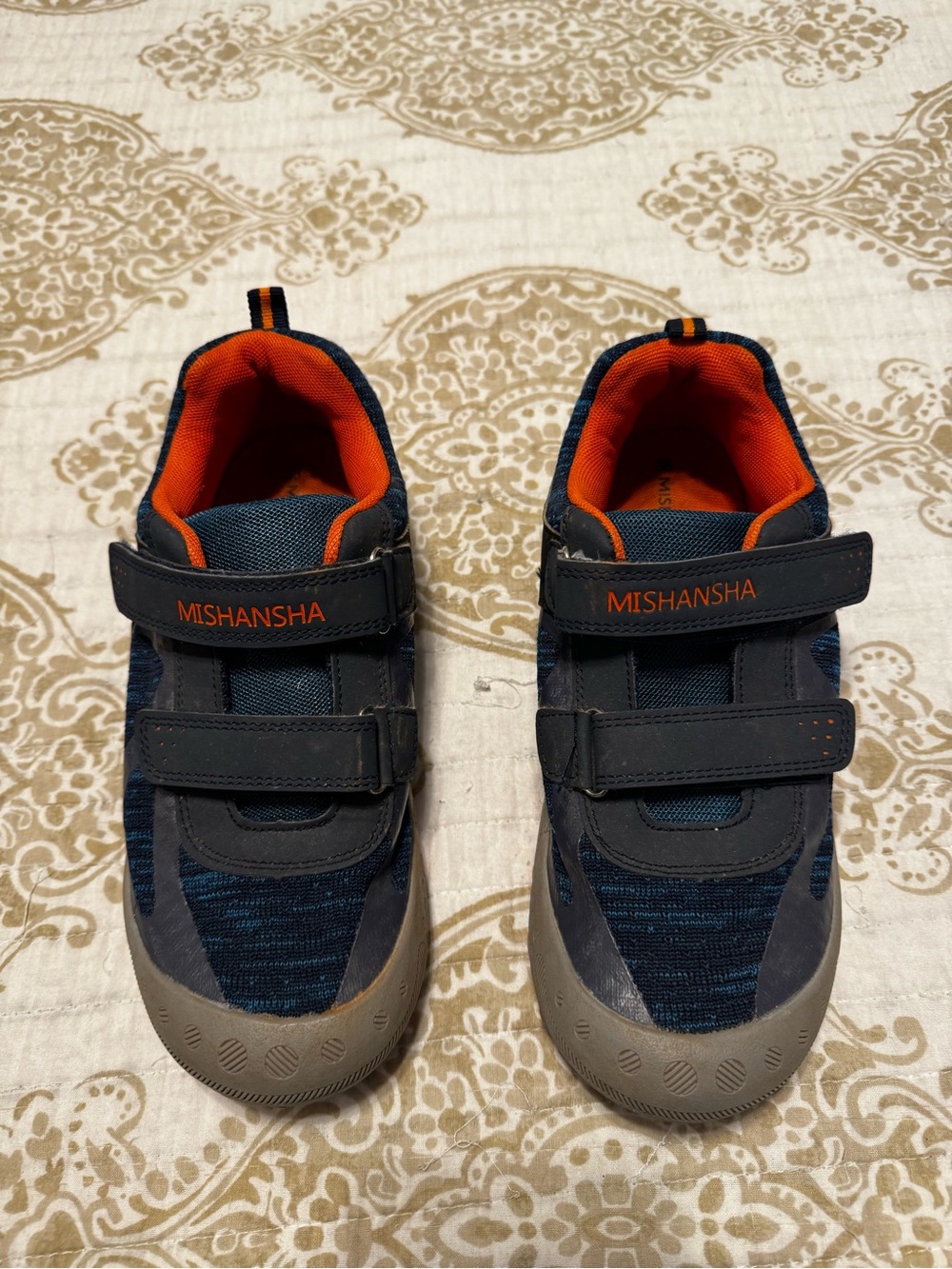Mishansha Navy and Orange Womens Velcro Sneakers